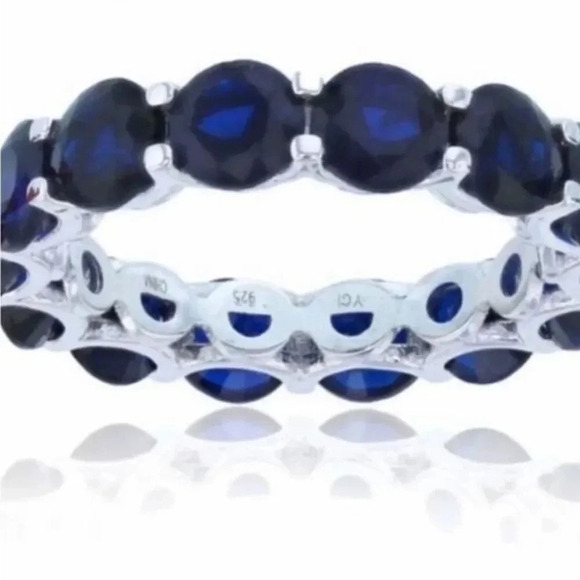 LULEA ROUND BLUE SAPPHIRE ETERNITY BAND SIZE 7 4CTW NORDSTOM EXCLUSIVE - Picture 2 of 10